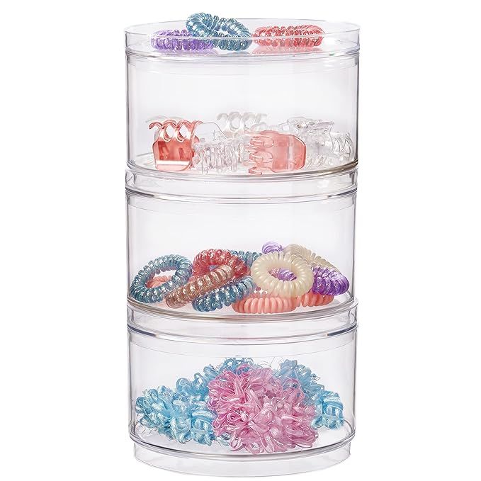 STORi Stackable Clear Plastic Hair Accessory Containers with Lids | set of 3 | Amazon (US)