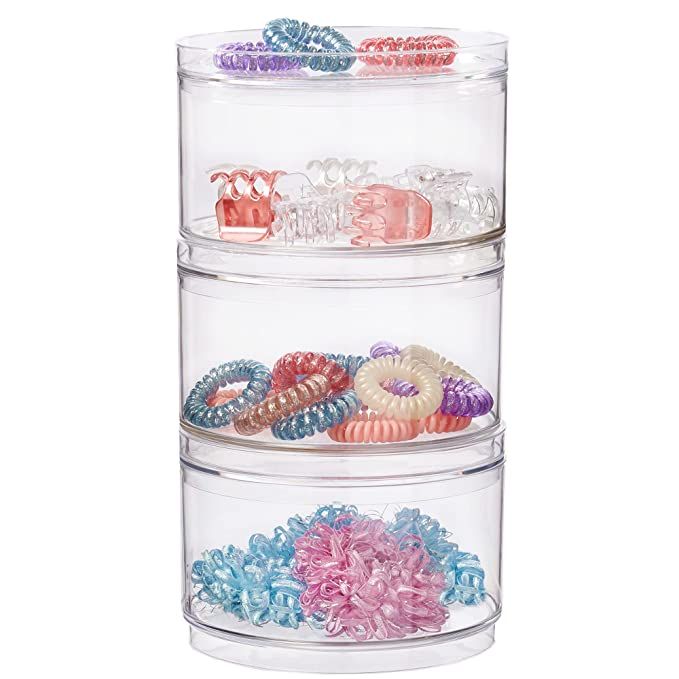 STORi Bella 3-piece Stackable Clear Plastic Container Set | Round Vanity Storage Organizers with ... | Amazon (US)