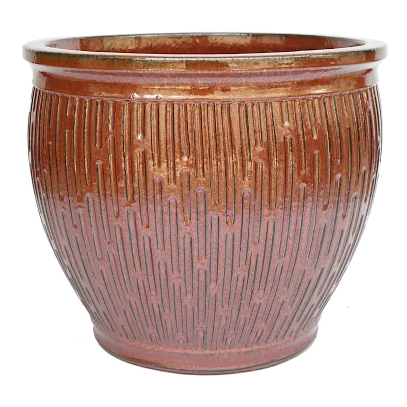 Carly Copper-Colored Ceramic Outdoor Planter, Extra Large | At Home