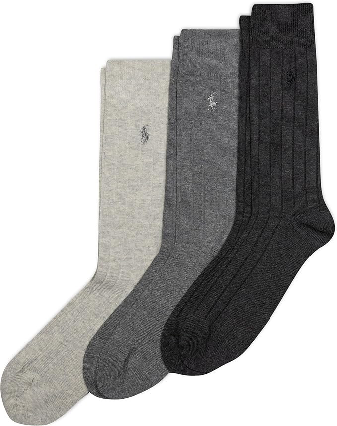 Polo Ralph Lauren Men's Cotton Ribbed Dress Crew Socks -3 Pair Pack-Soft and Lightweight Cotton C... | Amazon (US)