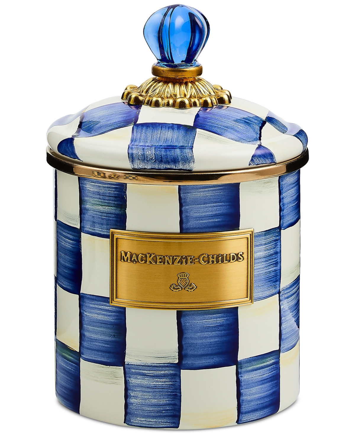 Mackenzie-Childs Royal Check Enameled Steel Small Canister | Macy's