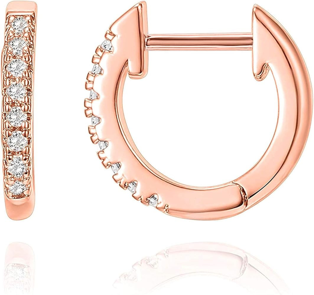 PAVOI 14K Gold Plated Cubic Zirconia Cuff Earrings Huggie Stud | Amazon (US)