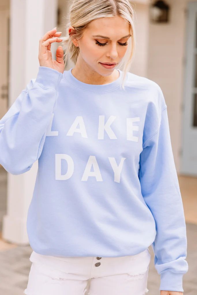 Lake Day Light Blue Graphic Sweatshirt | The Mint Julep Boutique
