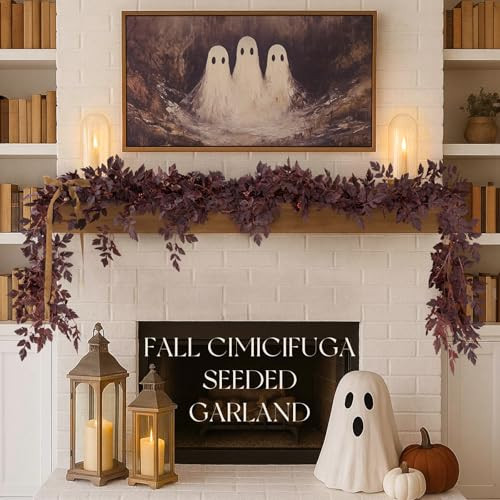 Fall Decor - Fall Decorations for Home - 6 Ft Plum Cimicifuga Seeded Garland - Artificial Leaf Garland Centerpieces for Tables Mantle - Autumn Thanksgiving Halloween Decoration for Indoor Wedding Room | Amazon (US)