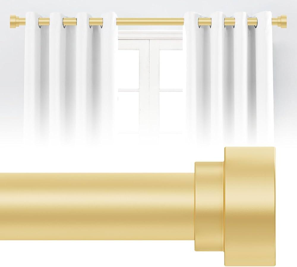 Gold Curtain Rods for Windows 48 to 84 Inch,1 Inch Heavy Duty Curtain Rods,Adjustable Curtain Rod... | Amazon (US)
