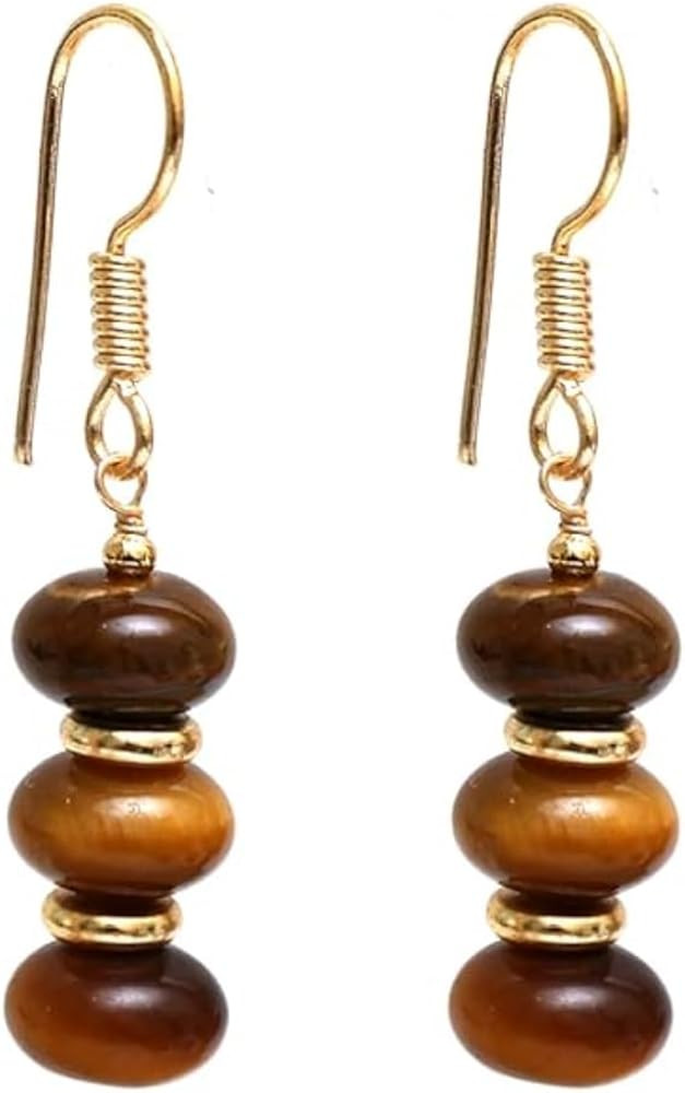 Gempires Lightweight Beaded Earrings Handmade Gemstone Jewelry Hypoallergenic Gold Plated Danglin... | Amazon (US)