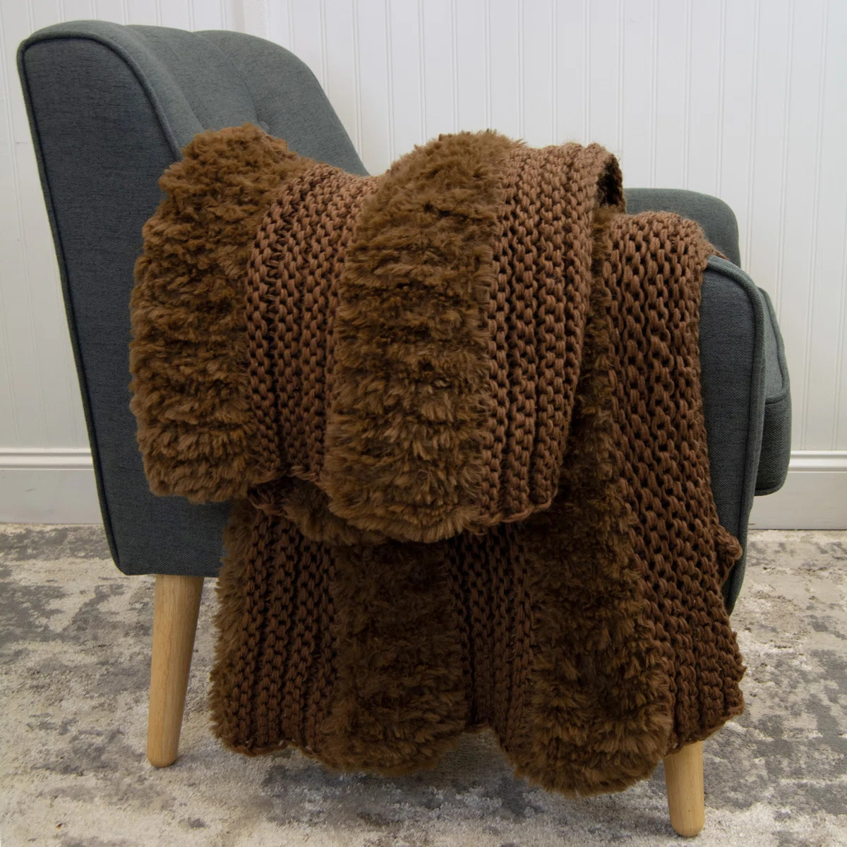 Your Lifestyle by Donna Sharp Coffee Plush Knit Throw | Wayfair North America
