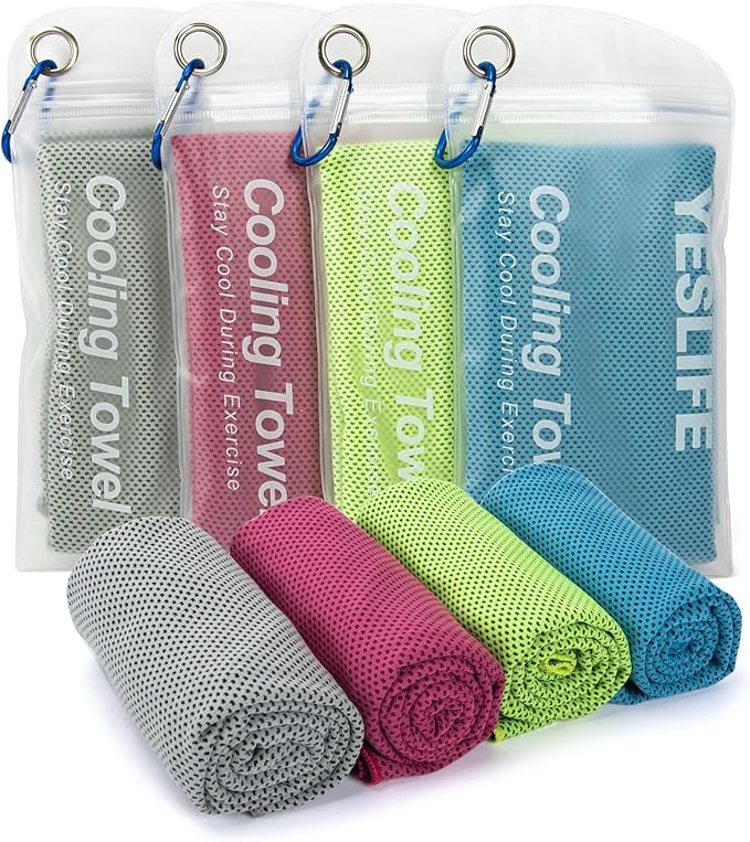YESLIFE 4 Pack Cooling Towel 40"x12", Gym Towels for Men and Women, Soft Breathable Workout Towel... | Amazon (US)