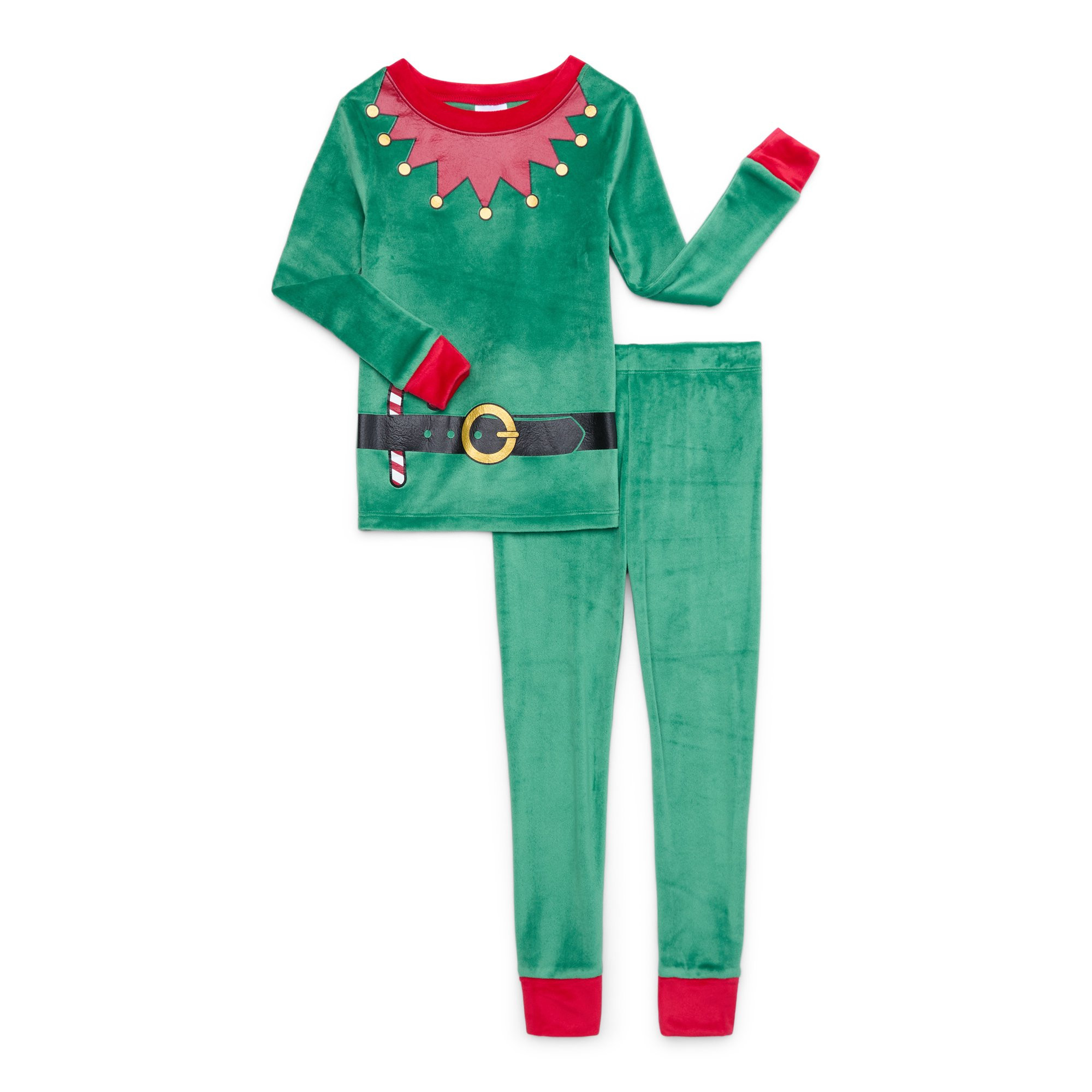 Holiday Time Boys Christmas Elf Fitted Pajama Set, 2-Piece, Sizes 4-10 - Walmart.com | Walmart (US)