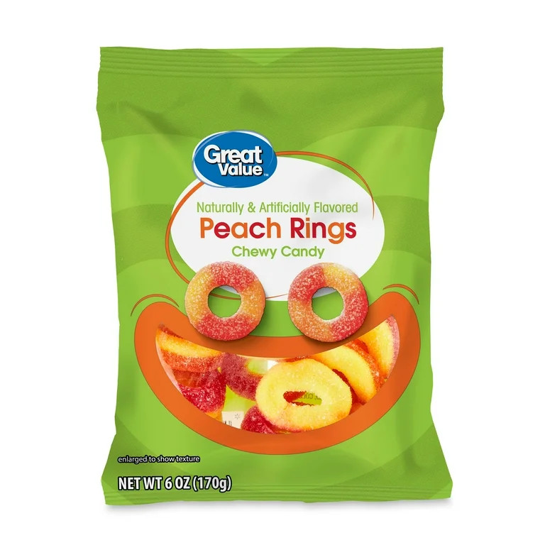 Great Value Peach Rings Chewy Candy, 6 oz | Walmart (US)