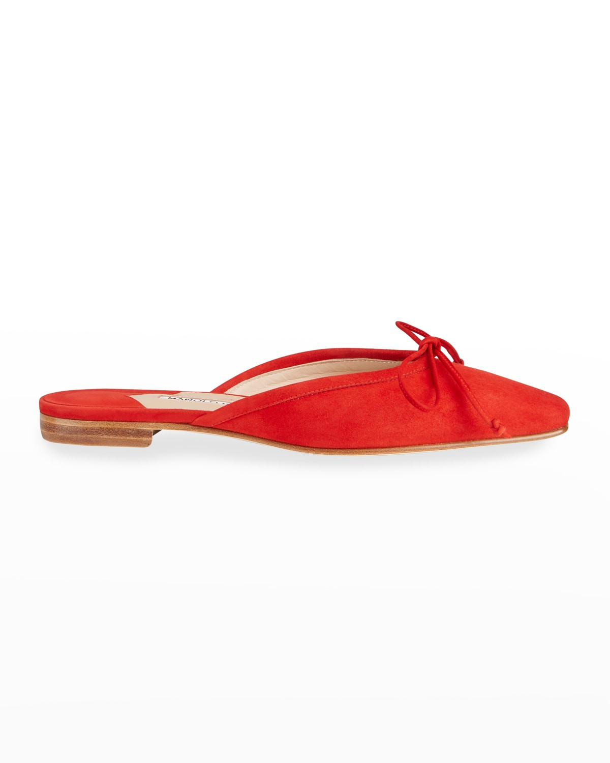Ballerimu Suede Bow Ballerina Flat Mules, Red | Neiman Marcus