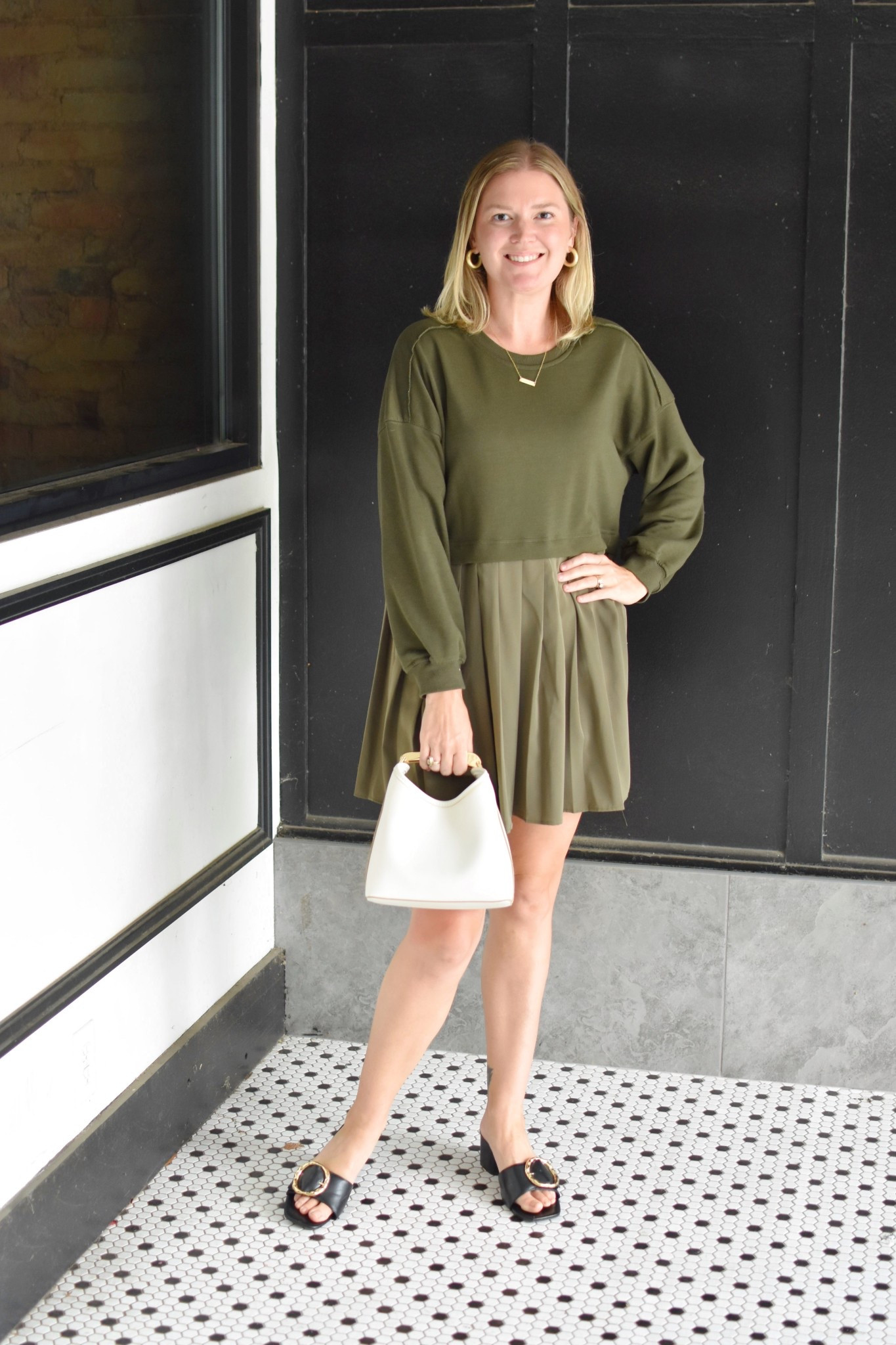 I’m starting to pull out fall pieces and just looooove this sweatshirt dress I got last year. Perfect for warm afternoons with cooler evenings! The army green is so neutral — wearing Small.

#LTKStyleTip #LTKWorkwear #LTKSeasonal