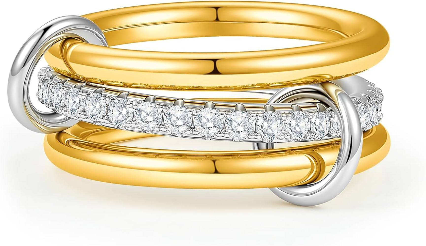 Cicy Bell Interlocking Ring for Women 18k Gold Plated CZ Stack Ring Set | Amazon (US)