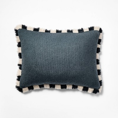 14"x20" Solid Texture Lumbar Throw Pillow with Stripe Fringe - Threshold™ designed with Studio ... | Target