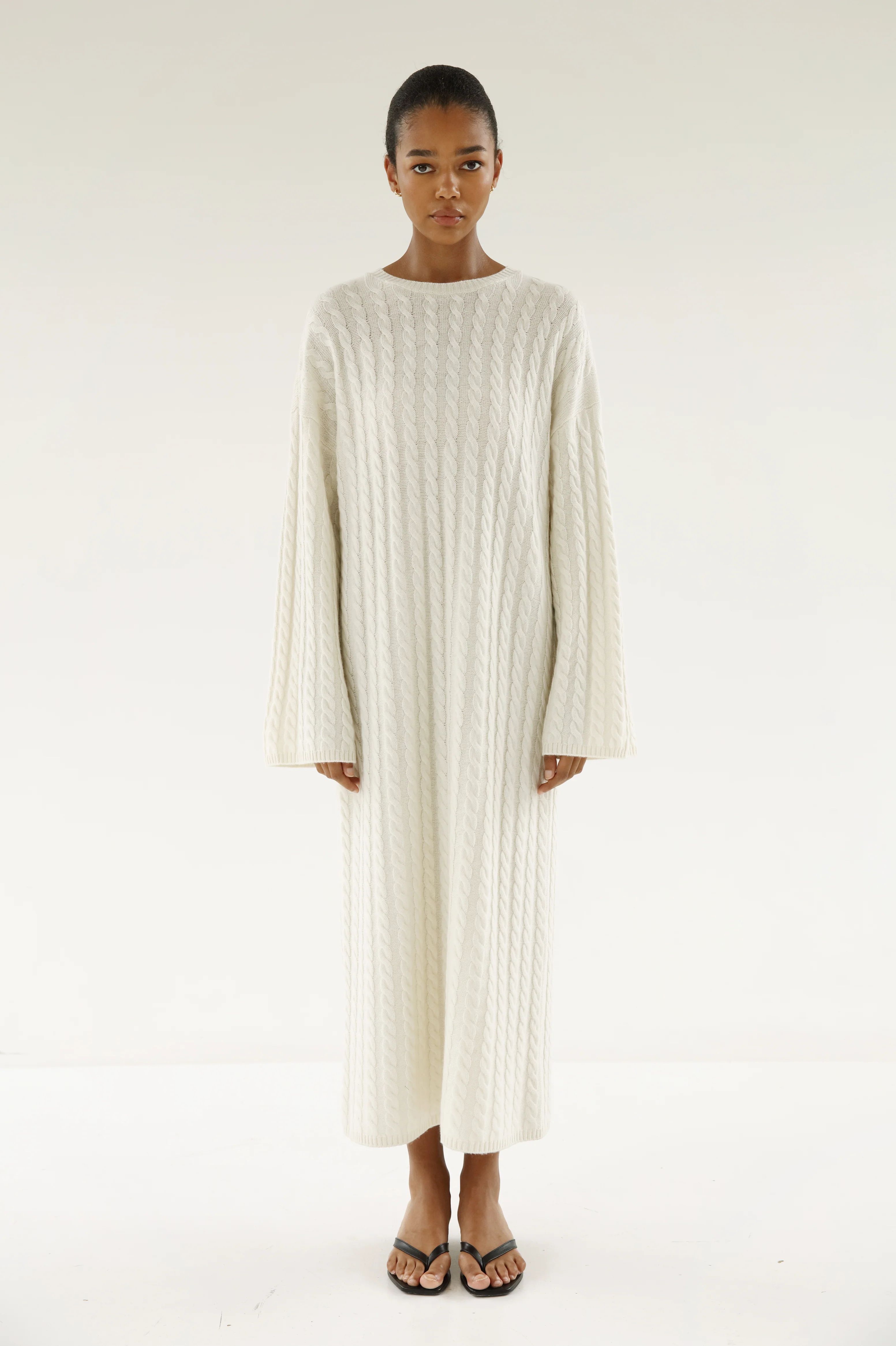 Noma Cable Knit Dress, cream | Almada Label