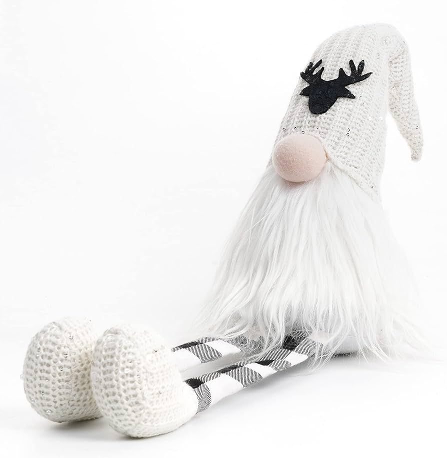 White Gnome with Long Leg Christmas Plush Plaid Gnome Holiday Decoration Handmade Swedish Tomte F... | Amazon (US)