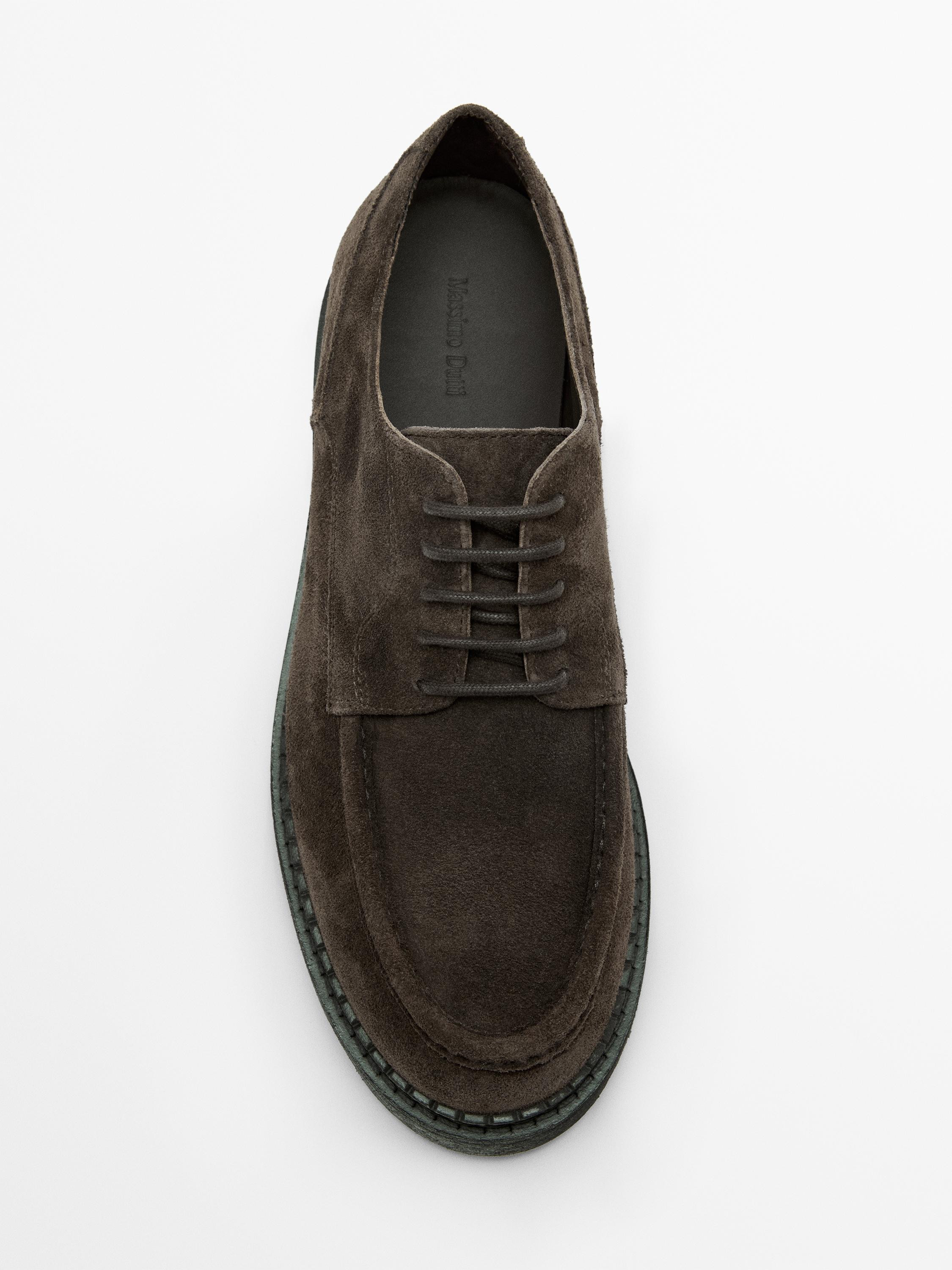 Moc toe split suede shoes | Massimo Dutti US