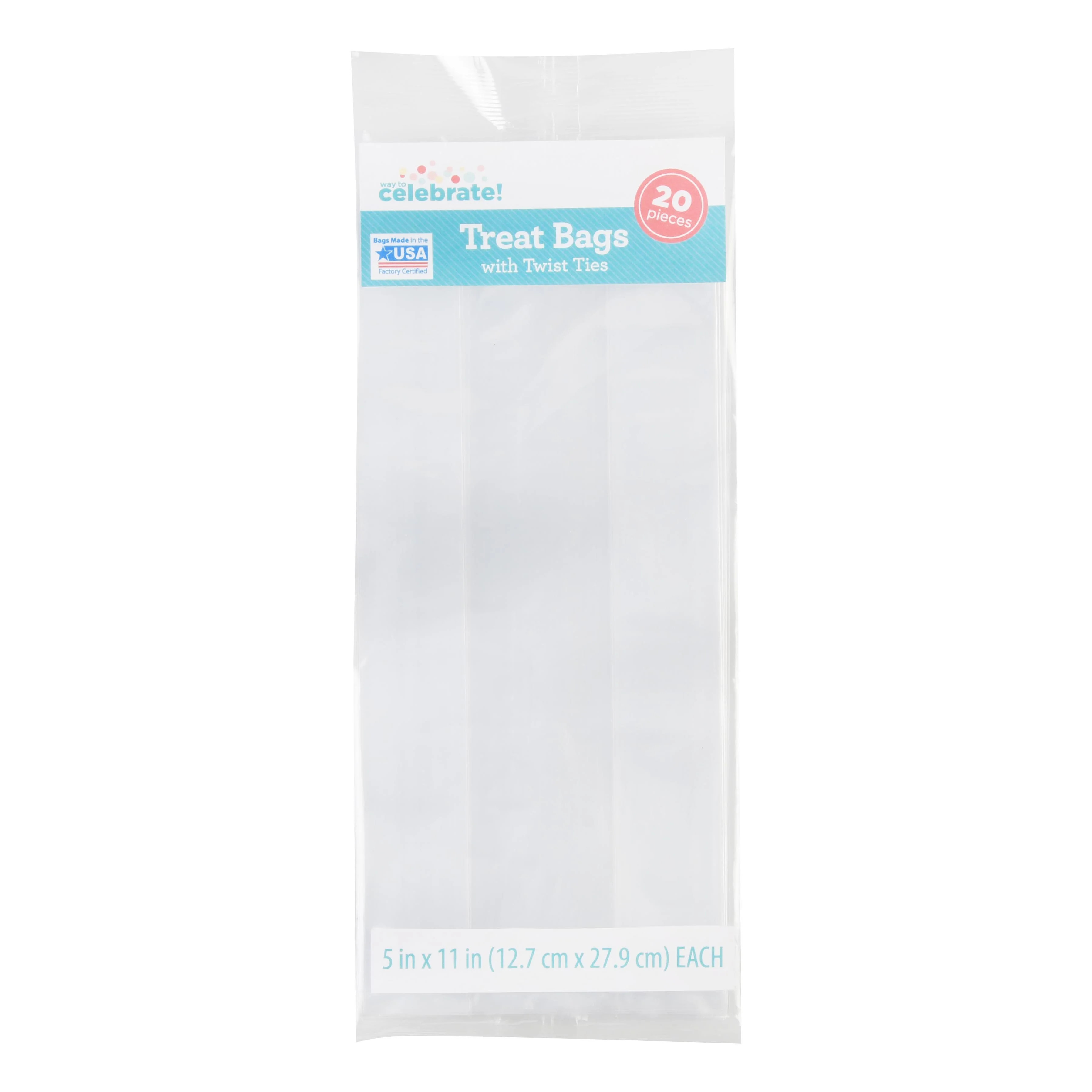 Way to Celebrate Treat Bags With Twist Ties, Clear, 20 Count - Walmart.com | Walmart (US)