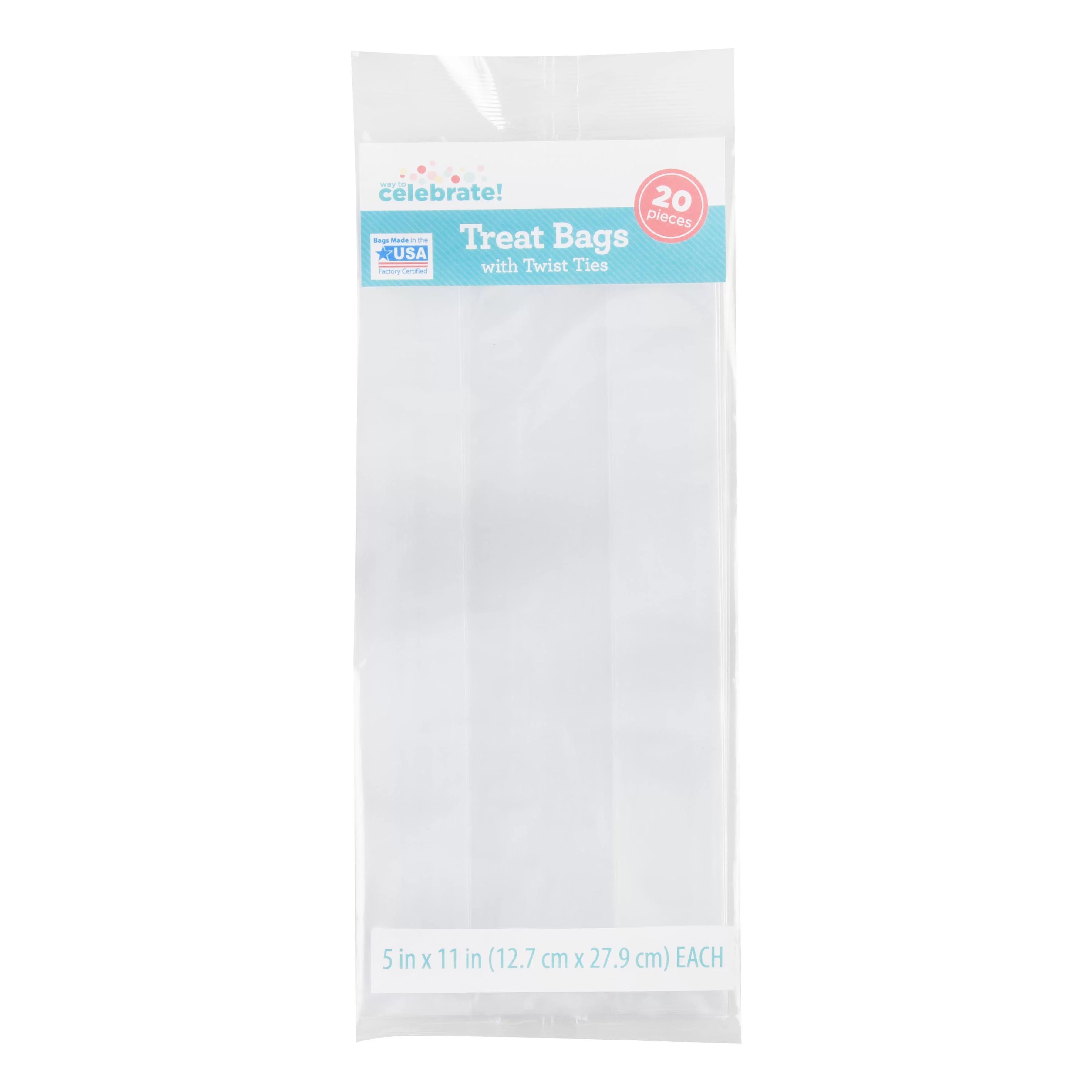 Way to Celebrate Treat Bags With Twist Ties, Clear, 20 Count | Walmart (US)