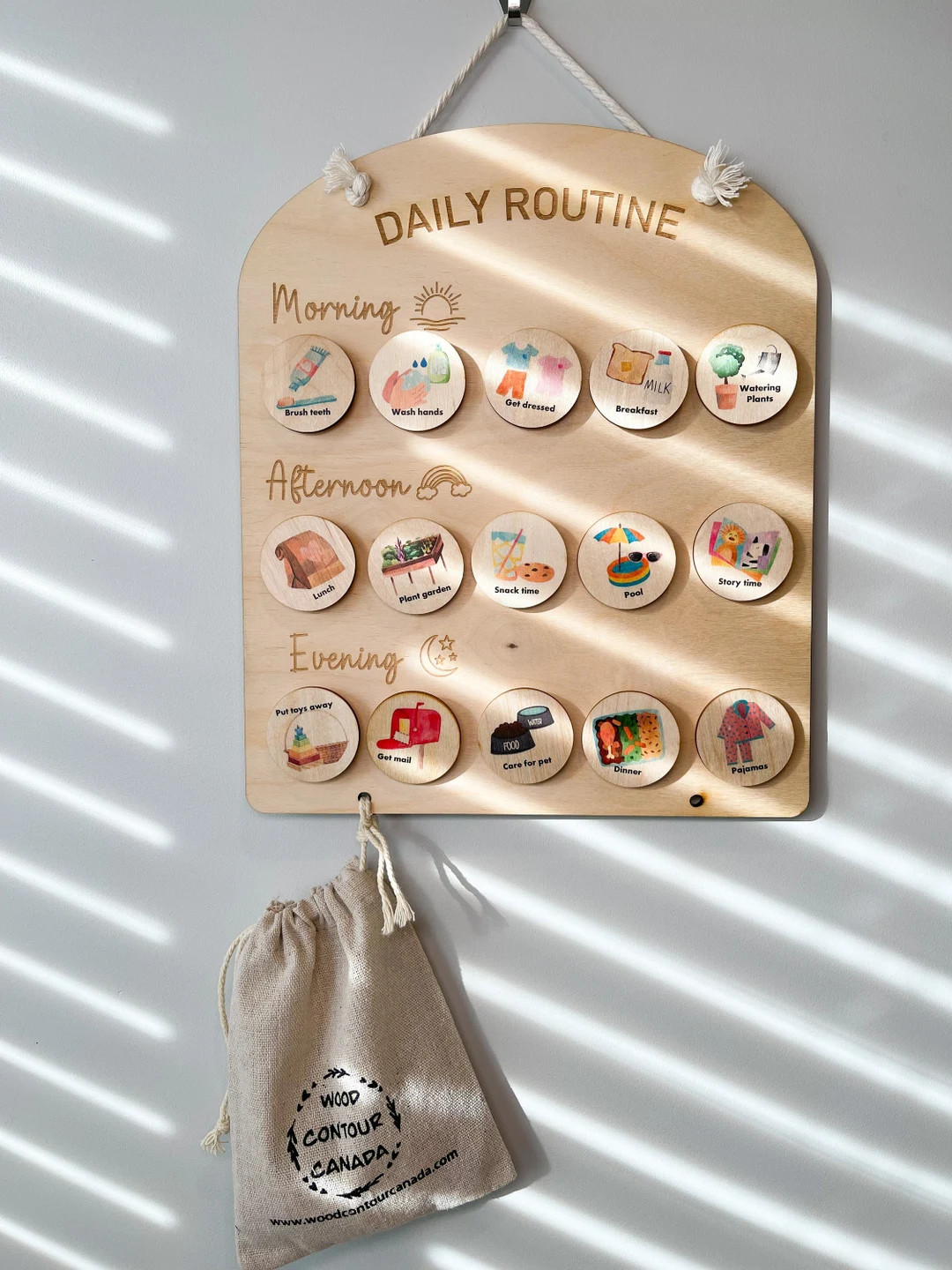 Personalized Wooden Daily Routine Chart, Visual Schedule, Kids Chore Chart, Daily Tasks, Daily Re... | Etsy (US)