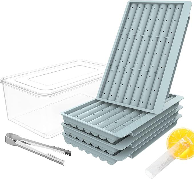 WIBIMEN Long Ice Cube Trays, 84Pcs Narrow Ice Stick Cube Trays, Stackable Ice Cube Tray with Lid,... | Amazon (US)