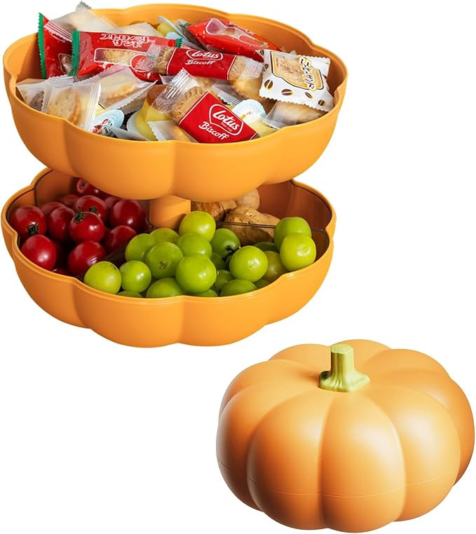 SKEPPY Divided Serving Tray with lid, Pumpkin snackle box container with 3 Compartments, Candy an... | Amazon (US)
