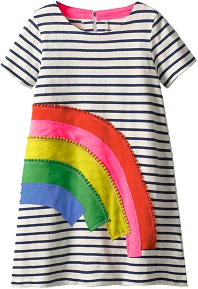 HILEELANG Toddler Girl Cotton Casual Dress Summer Short Sleeve Basic Tunic Playwear Shirt Dresses | Amazon (US)