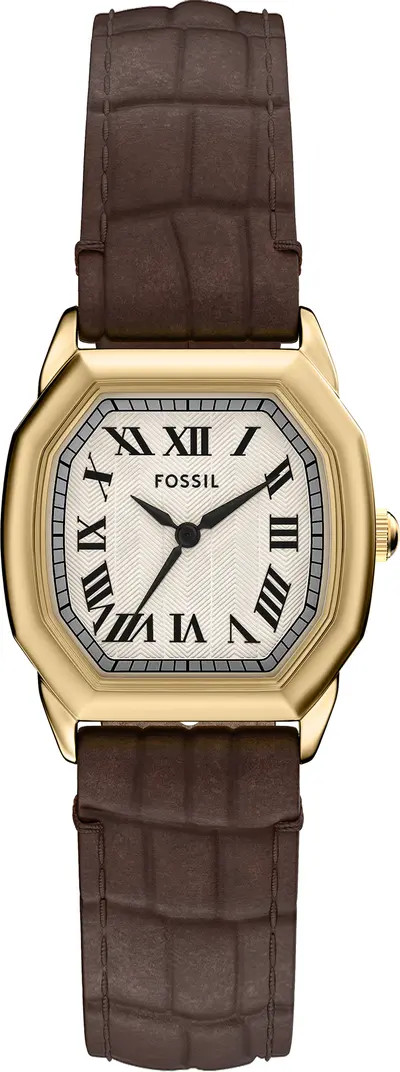 Harlow Croc Embossed Leather Strap Watch, 27mm | Nordstrom