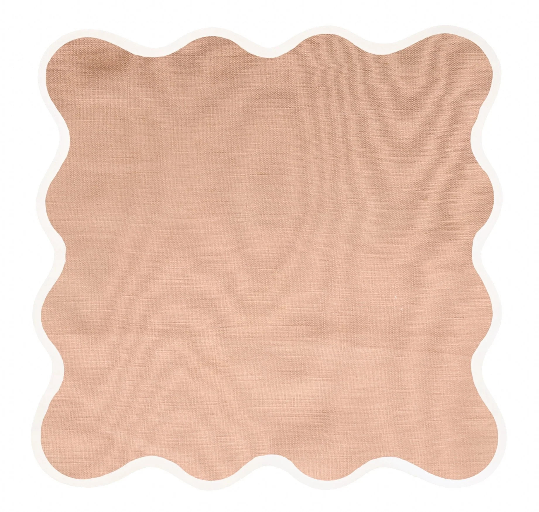 Linen Scalloped Square | Poppy Peach | Fenwick Fields, LLC