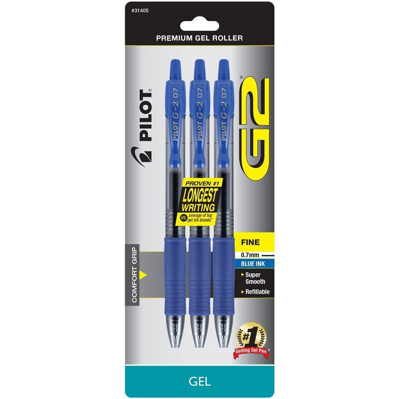 Pilot 3ct G2 Gel Pens Fine Point 0.7mm Blue Ink | Target