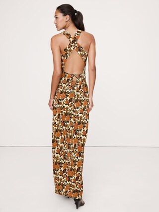 Matte Silk Cowl-Neck Backless Maxi Dress | Banana Republic (CA)