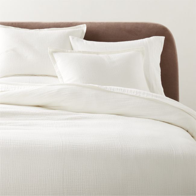 Alto Organic Cotton Gauze Warm White King Duvet Cover | CB2