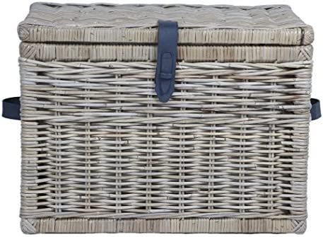 The Basket Lady Deep Wicker Storage Trunk, Large, 24 in L x 17 in W x 17.5 in H, Serene Grey | Amazon (US)