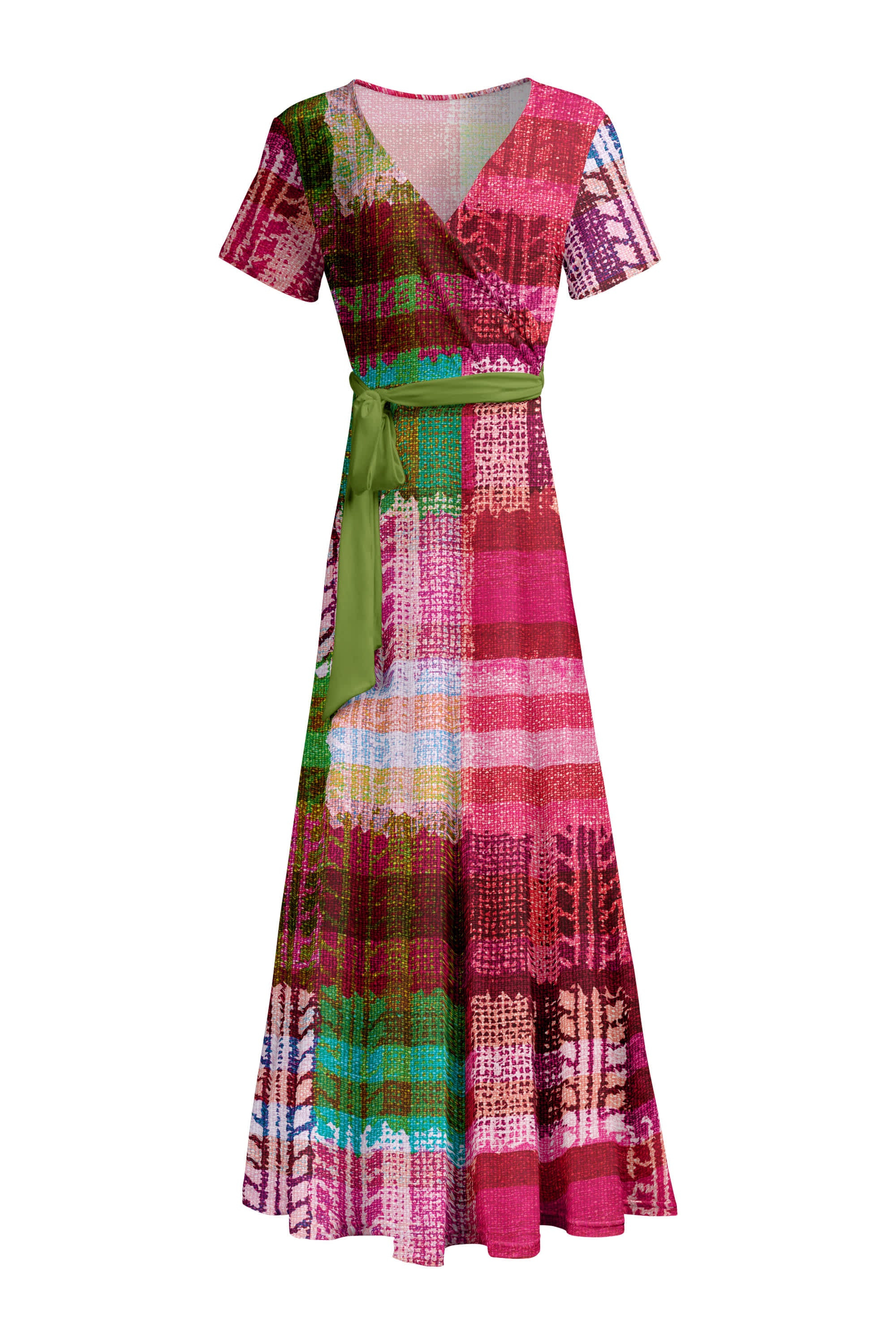 Lily by Firmiana Short Sleeve Wrap-Style Maxi Dress With Waist Tie | Zulily