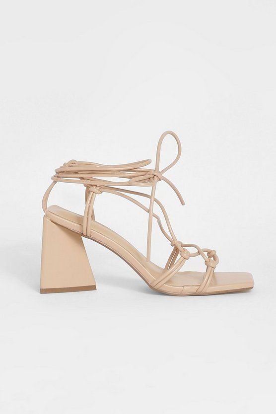 Strappy Knot Detail Triangle Heels | Boohoo.com (US & CA)