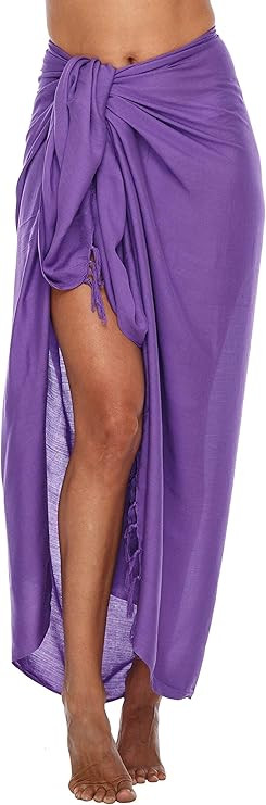 SHU-SHI Women’s Sarong Swimsuit Cover Up Beach Wrap Pareo Skirt with Coconut Clip | Amazon (US)