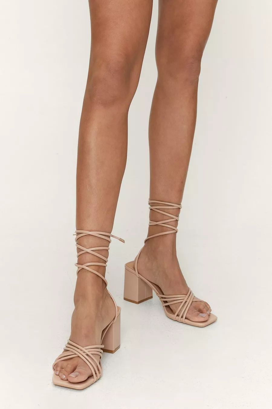 Faux Leather Strappy Block Heel Sandals | Nasty Gal (US)