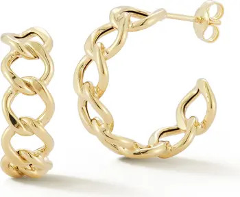 14K Gold Curb Chain Hoop Earrings | Nordstrom Rack