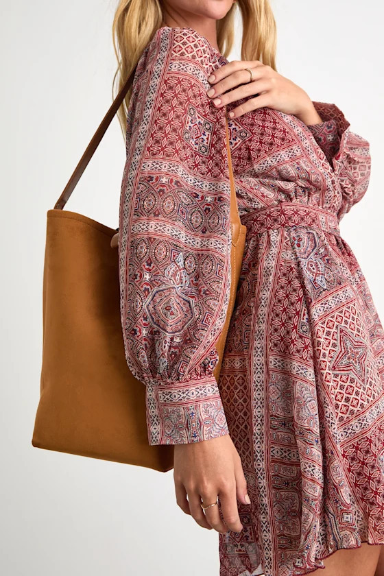 Milina Tan Vegan Suede Bucket Tote Bag | Lulus