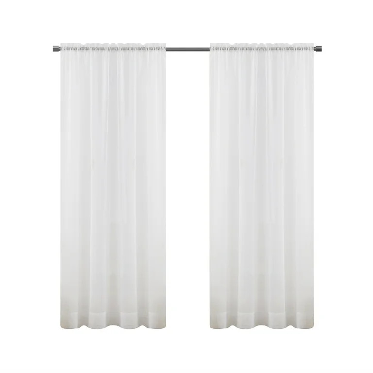 Mainstays Sheer Voile Single Curtain Panel 59"x84" White | Walmart (US)