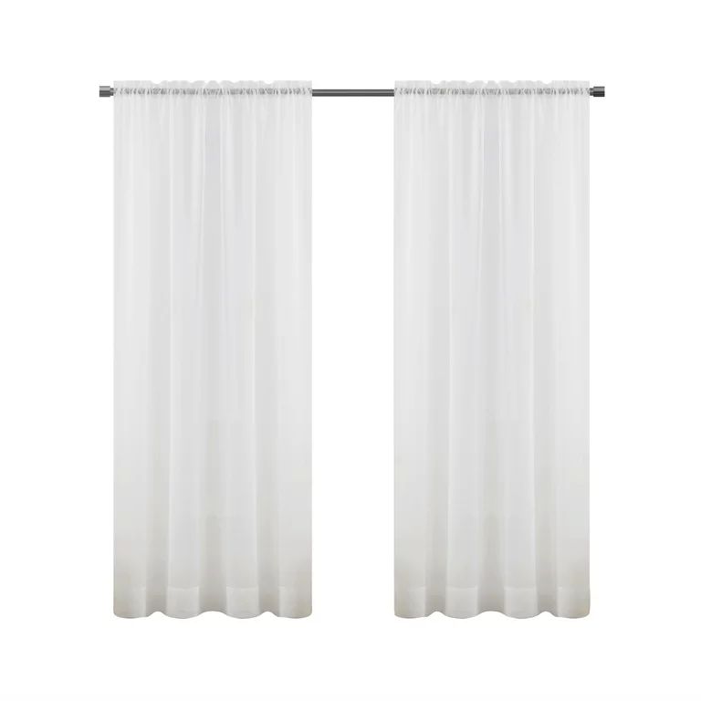 Mainstays Sheer Voile Single Curtain Panel 59"x84" White | Walmart (US)