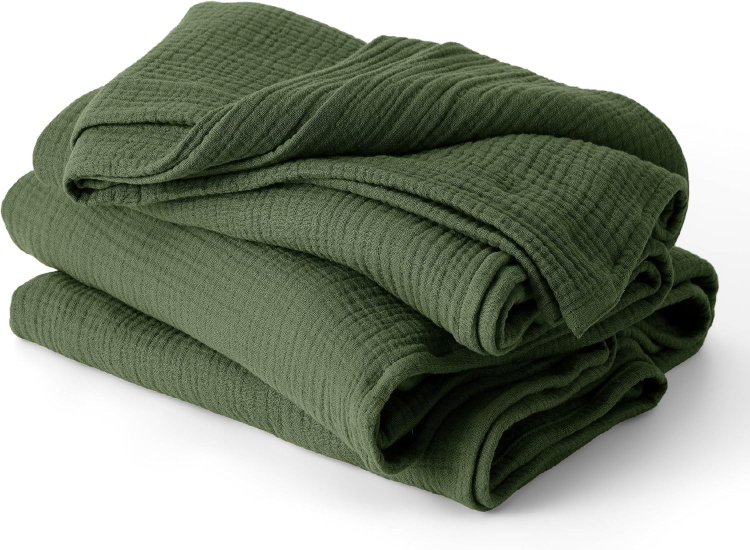Bedsure 100% Cotton Muslin Blanket Queen Size for Bed, 4-Layer, Olive Green | Amazon (US)