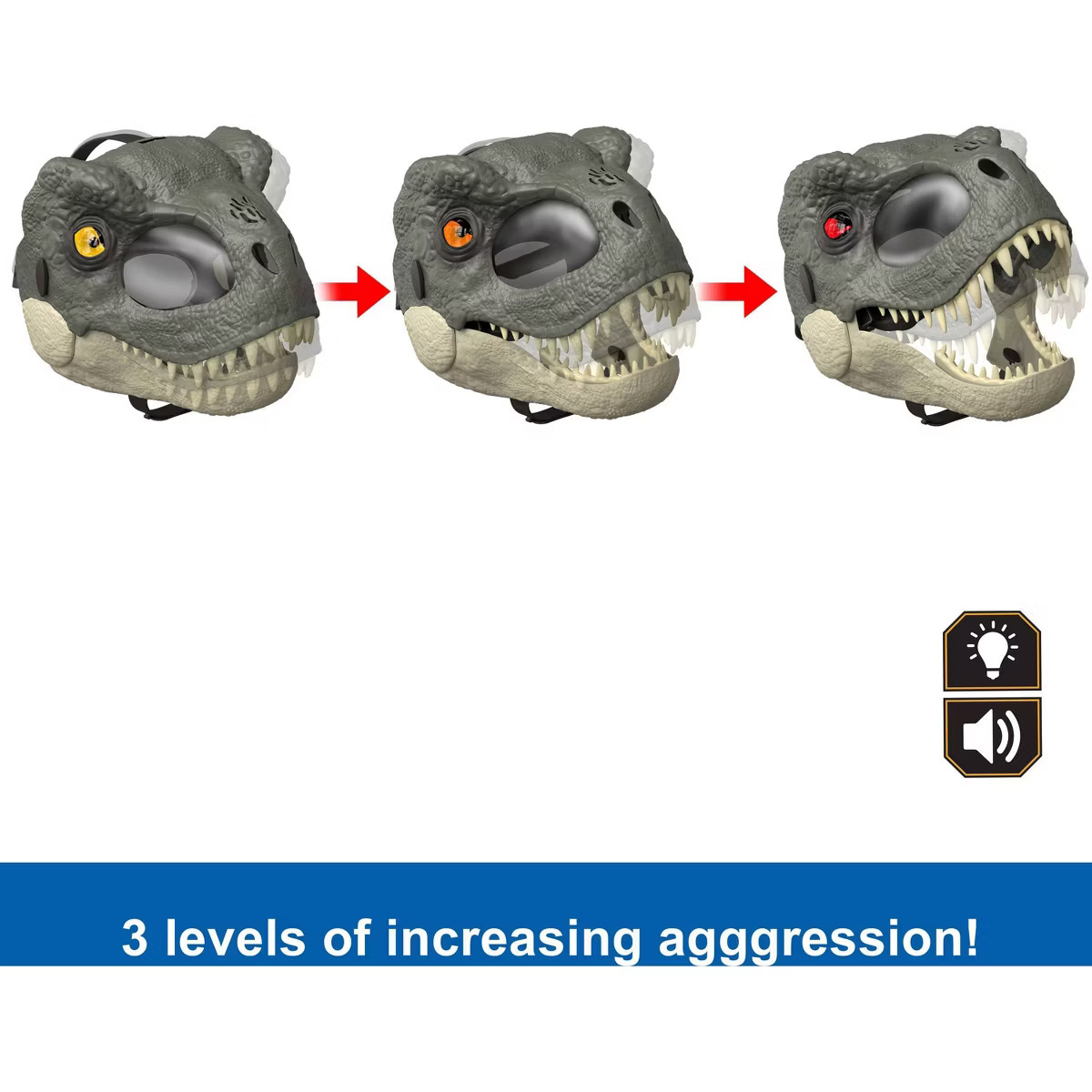 Jurassic World Rebirth T-Rex Rage N Roar Mask with LED Light Up Eyes Feature, 3 Level Effects | Target