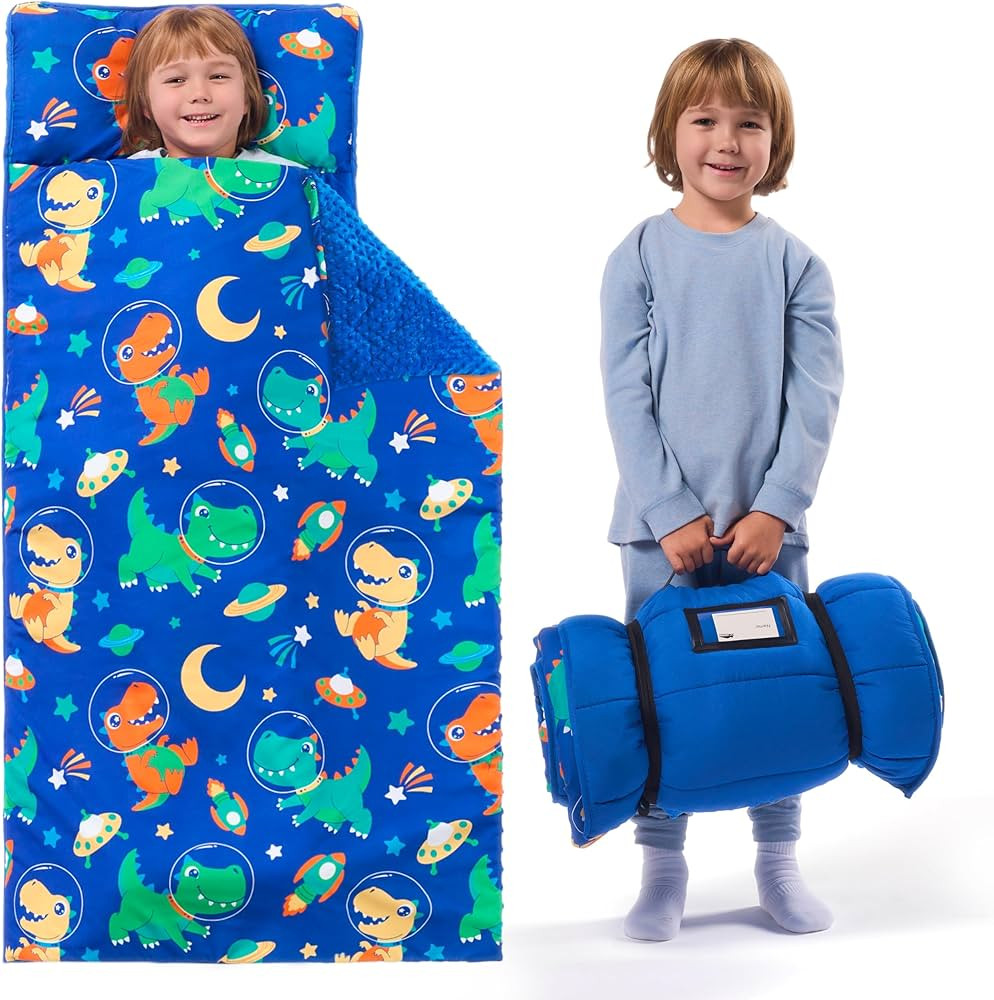 JOIEDOMI Toddler Nap Mat with Pillow & Blanket - 55''*30'' for Kids Ages 3-7 Years - Roll Up Nap ... | Amazon (US)