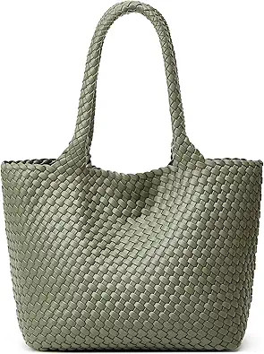 BOYATU Woven Tote Bag for Women: Vegan Leather Purse with 1 Zipper Clutch - Handwoven Tote for Tr... | Amazon (US)
