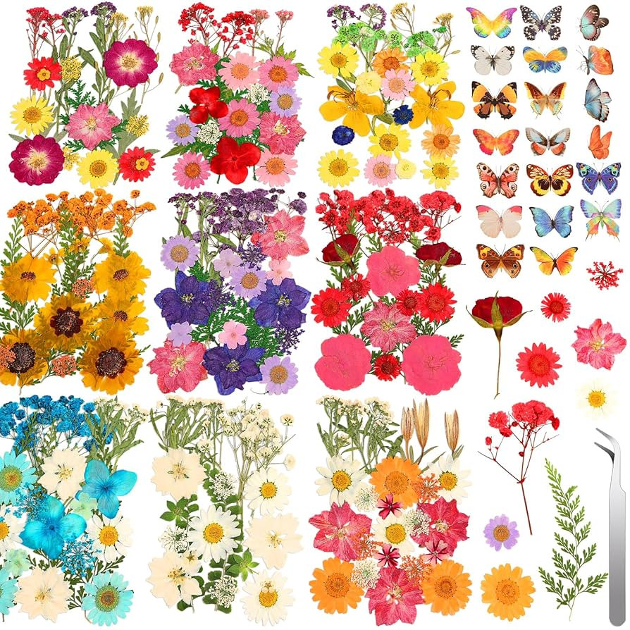 235 Pcs Pressed Dried Flowers for Resin, Natural Real Dried Pressed Flowers for Crafts, Bulk Dry ... | Amazon (US)