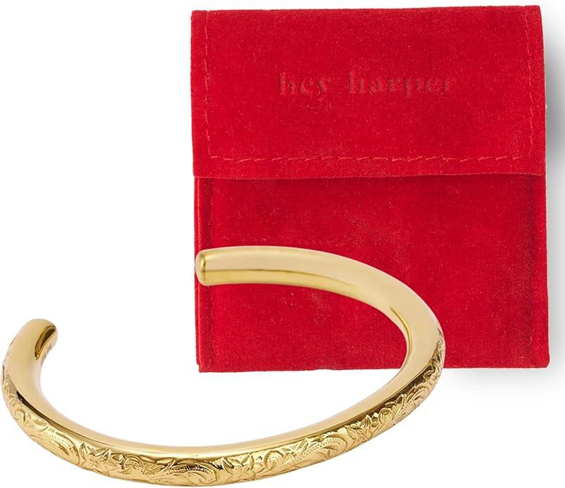 Hey Harper Gold Cuff Bracelet - Bangle Trendy Chunky Non Tarnish Gold Cute Stackable Waterproof B... | Amazon (US)