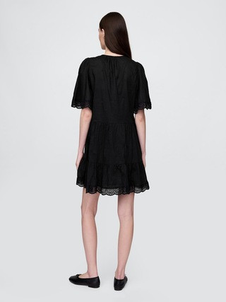 Flutter-Sleeve Eyelet Mini Dress | Gap (US)