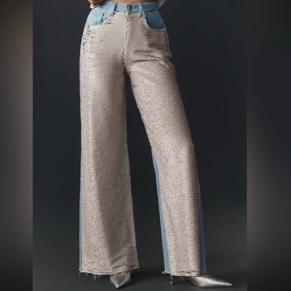 Pilcro Sequin High-Rise Wide-Leg Skater Jeans 31 | Poshmark