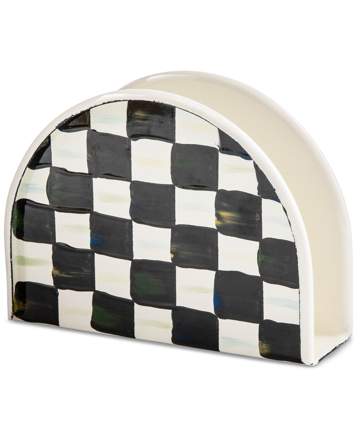 Mackenzie-Childs Courtly Check Enameled Steel Napkin Holder - Black/white | Macy's